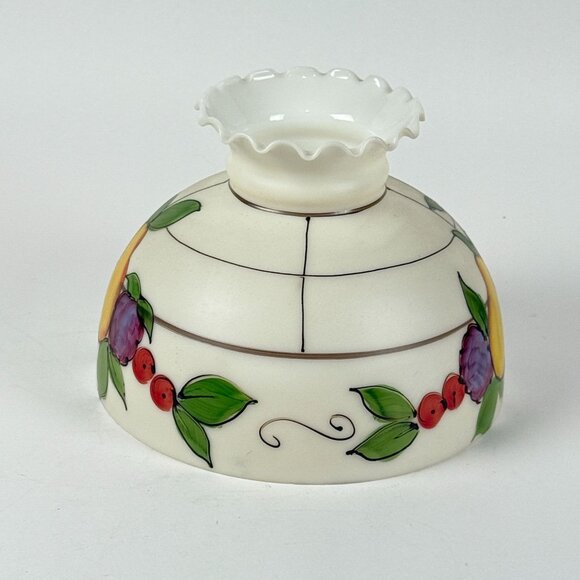 Vintage 1970's Glass Hurricane Ruffled Top Replacement Shade Faux Stained Glass